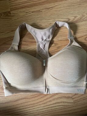 Victoria's Secret Nude Zip-Front Racerback Sports Bra